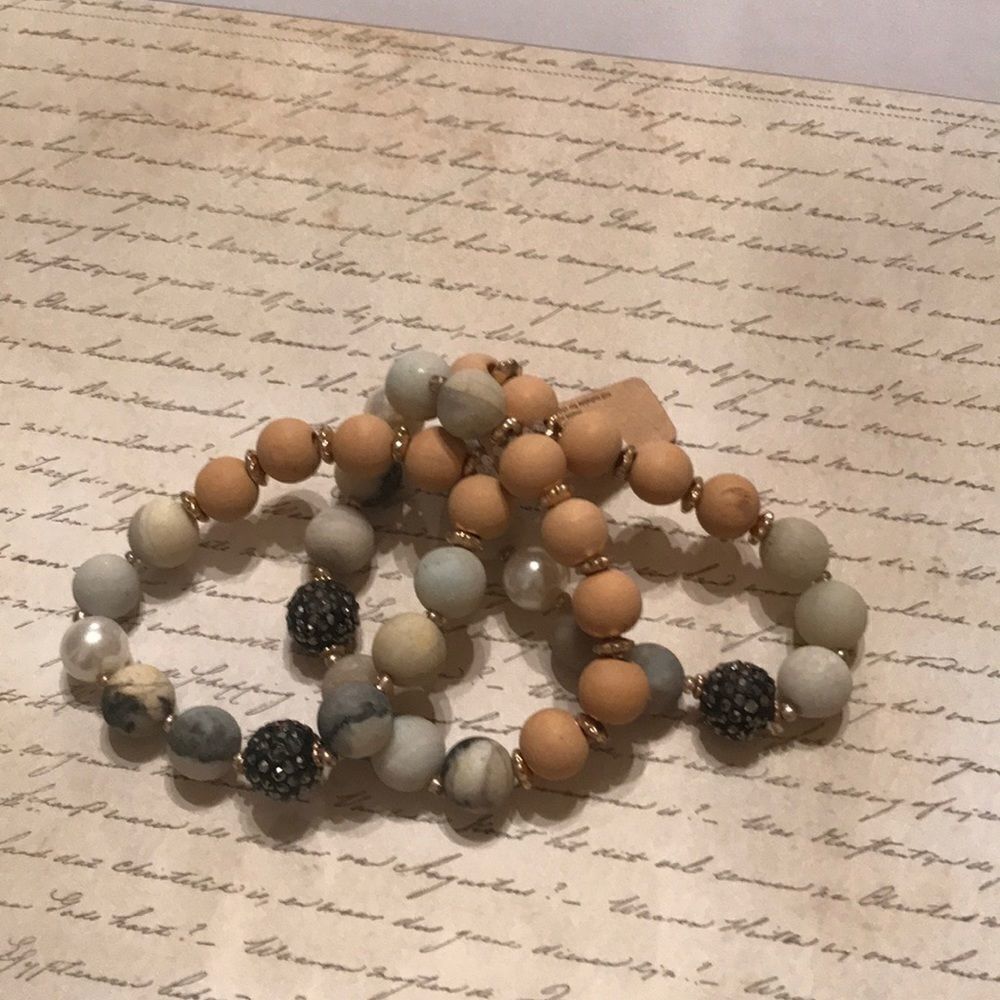 Stone Beads with Rhinestone and Pearl Design‎